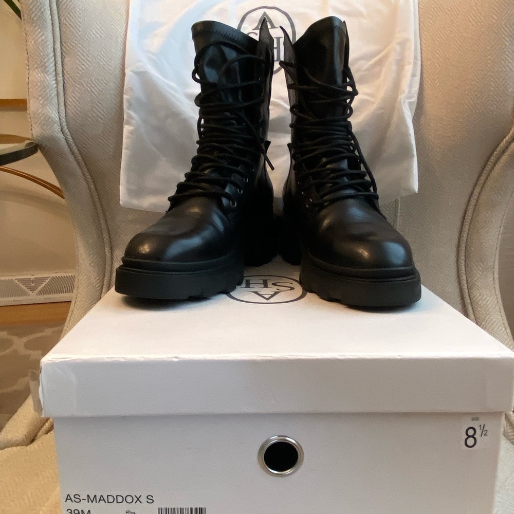 Ash Black Combat Boots